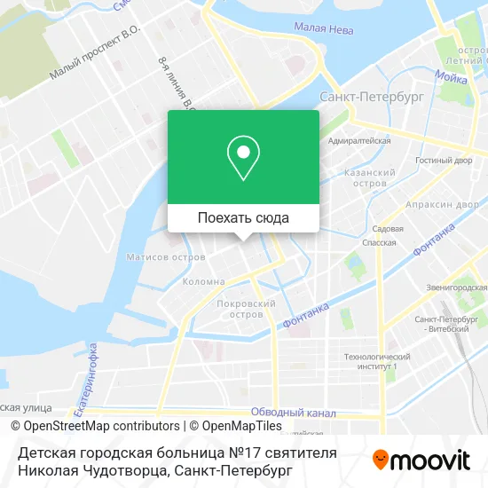 Карта Детская городская больница №17 святителя Николая Чудотворца