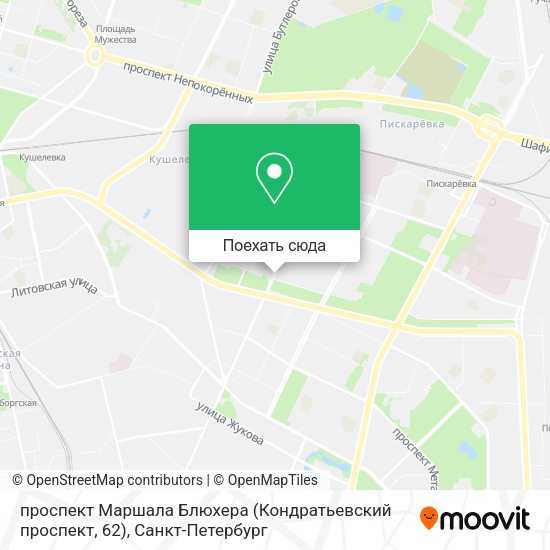 Карта проспект Маршала Блюхера (Кондратьевский проспект, 62)