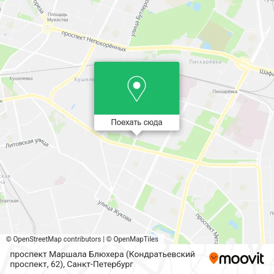 Карта проспект Маршала Блюхера (Кондратьевский проспект, 62)