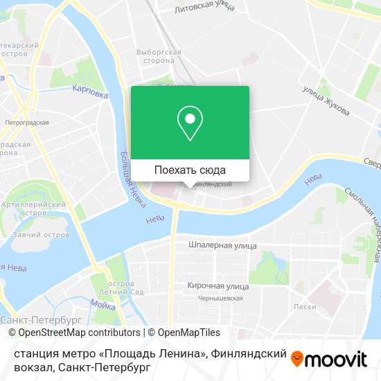 Карта станция метро «Площадь Ленина», Финляндский вокзал