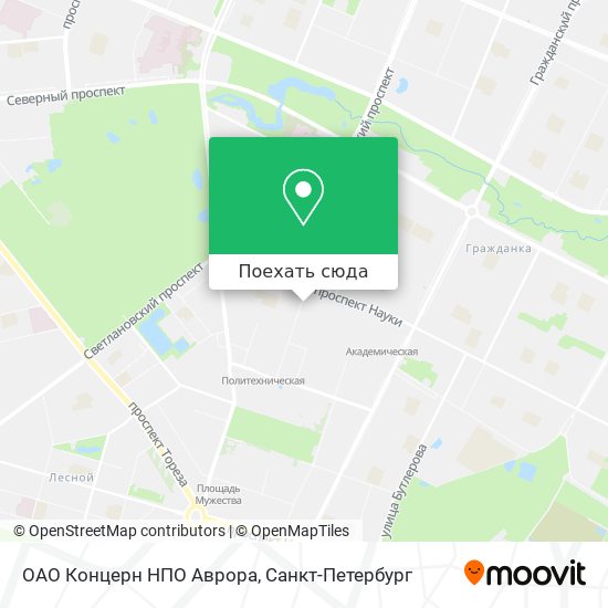 Карта ОАО  Концерн  НПО  Аврора