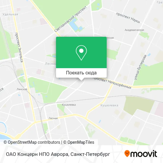 Карта ОАО  Концерн  НПО  Аврора