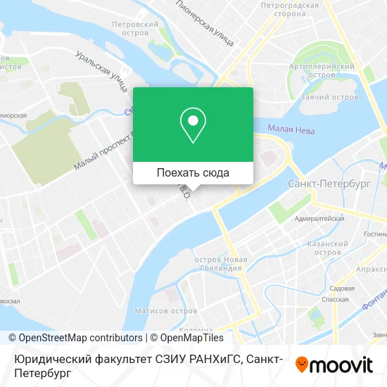 Карта Юридический факультет СЗИУ РАНХиГС