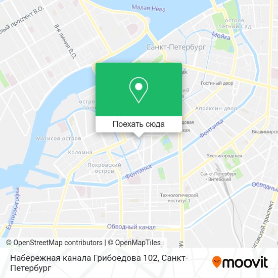 Карта Набережная канала Грибоедова 102