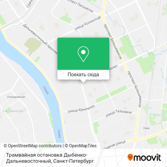 Карта Трамвайная остановка Дыбенко-Дальневосточный
