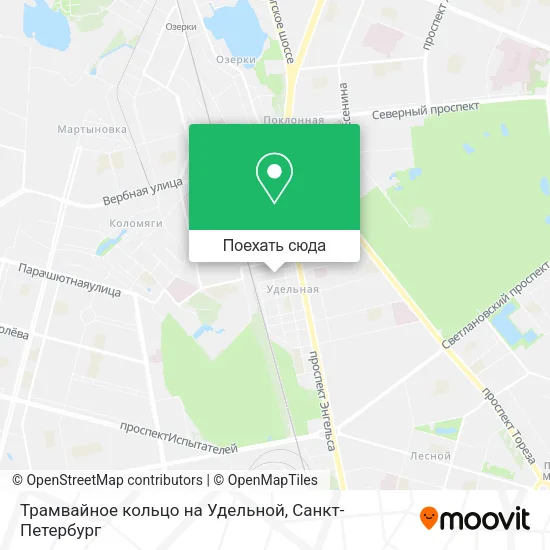 Карта Трамвайное кольцо на Удельной