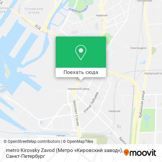 Карта metro Kirovsky Zavod (Метро «Кировский завод»)