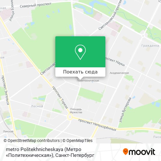 Карта metro Politekhnicheskaya (Метро «Политехническая»)