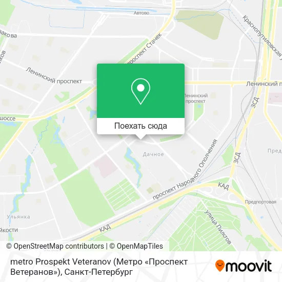 Карта metro Prospekt Veteranov (Метро «Проспект Ветеранов»)