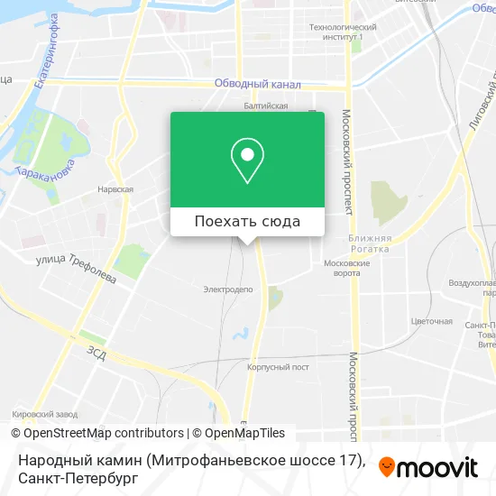 Карта Народный камин (Митрофаньевское шоссе 17)