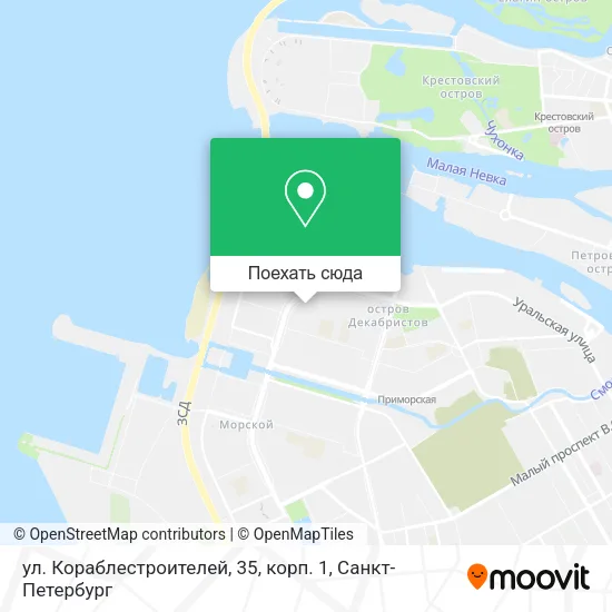 Карта ул. Кораблестроителей, 35, корп. 1