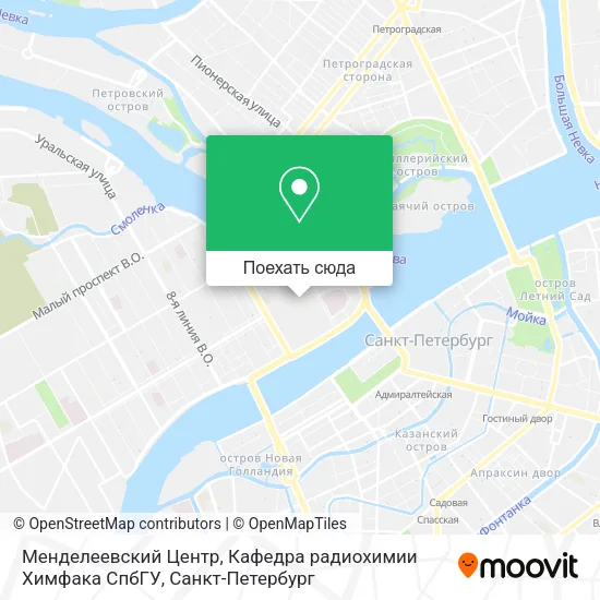 Карта Менделеевский Центр, Кафедра радиохимии Химфака СпбГУ