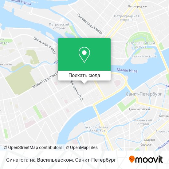 Карта Синагога на Васильевском