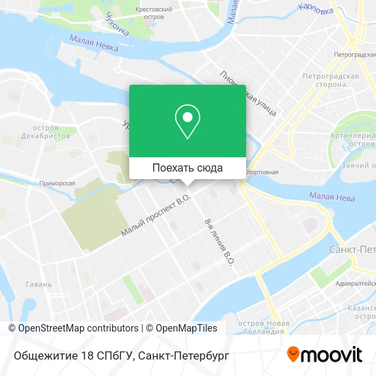 Карта Общежитие 18 СПбГУ