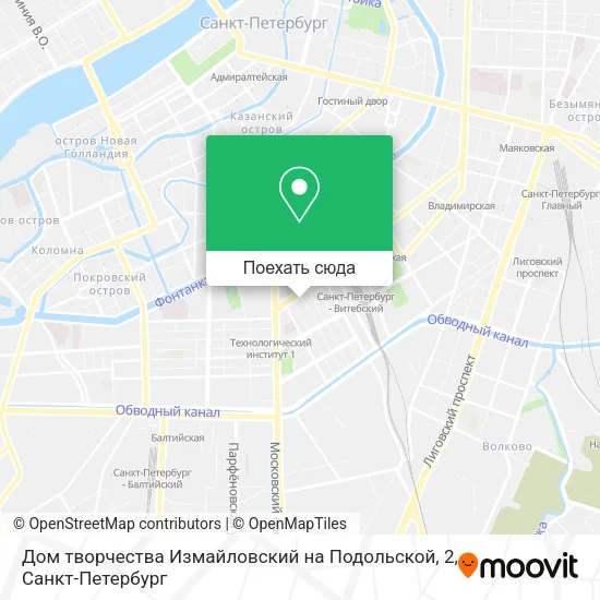 Карта Дом творчества  Измайловский  на Подольской, 2