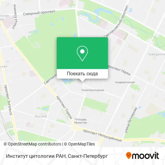Карта Институт цитологии РАН