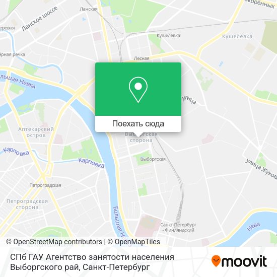 Карта СПб ГАУ Агентство занятости населения Выборгского рай