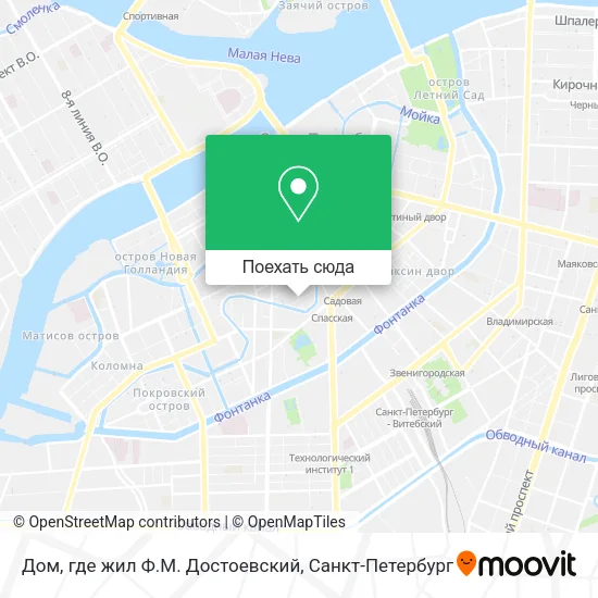 Карта Дом, где жил Ф.М. Достоевский