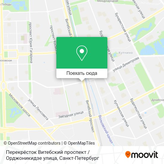 Карта Перекрёсток Витебский проспект / Орджоникидзе улица