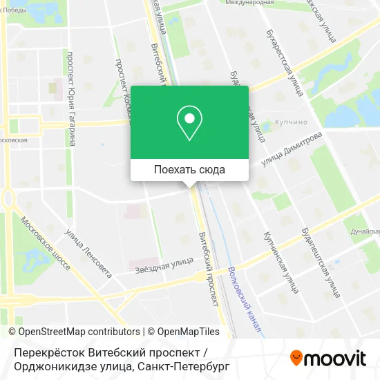 Карта Перекрёсток Витебский проспект / Орджоникидзе улица