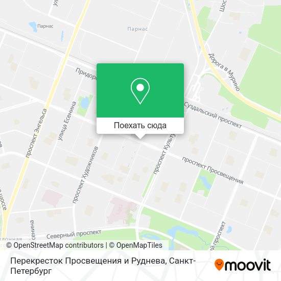 Карта Перекресток Просвещения и Руднева