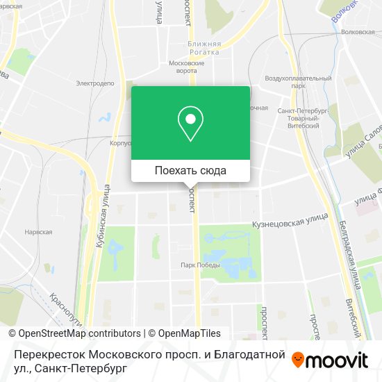 Карта Перекресток Московского просп. и Благодатной ул.