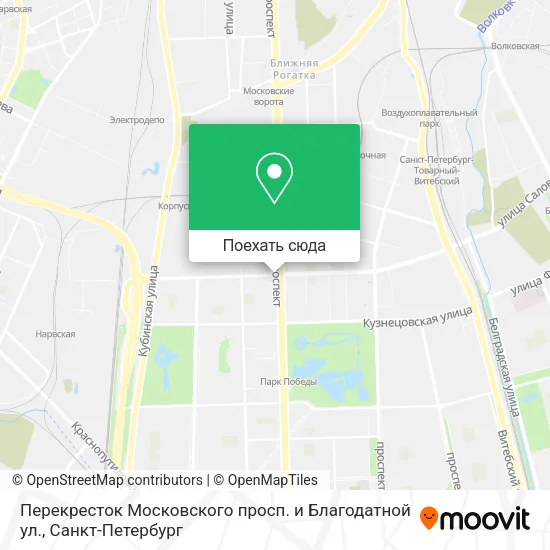 Карта Перекресток Московского просп. и Благодатной ул.