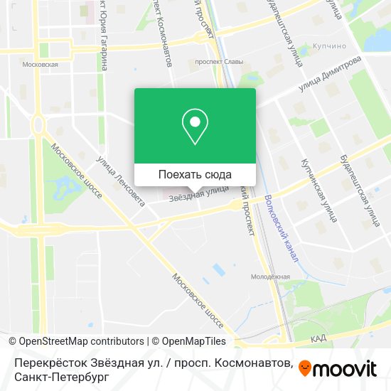 Карта Перекрёсток Звёздная ул. / просп. Космонавтов