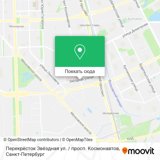 Карта Перекрёсток Звёздная ул. / просп. Космонавтов