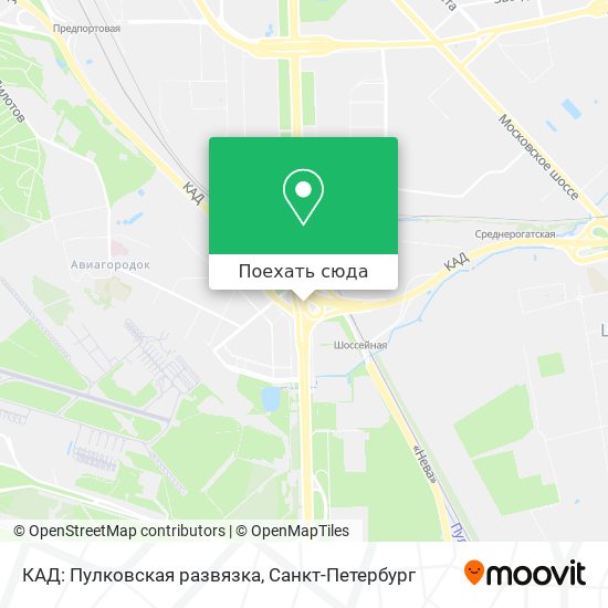 Карта КАД: Пулковская развязка