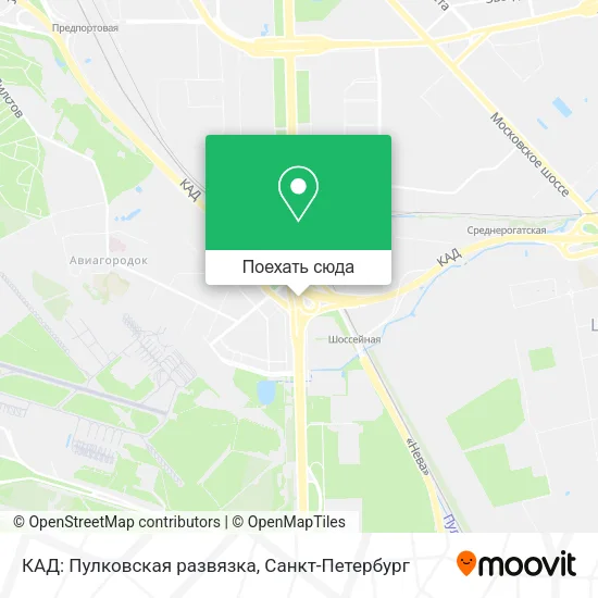 Карта КАД: Пулковская развязка