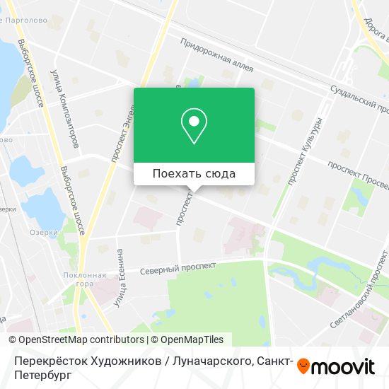 Карта Перекрёсток Художников / Луначарского