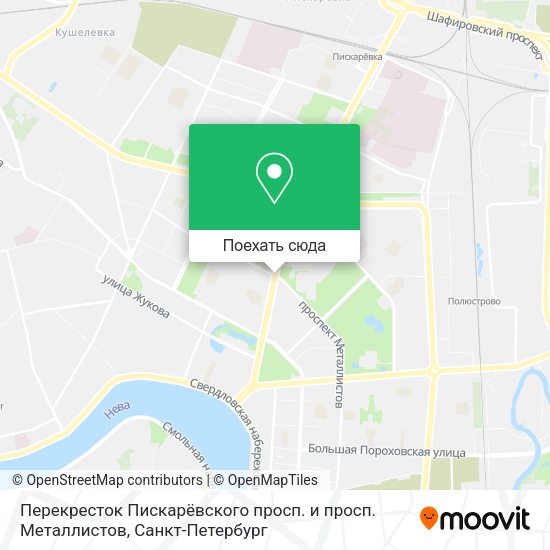 Карта Перекресток Пискарёвского просп. и просп. Металлистов