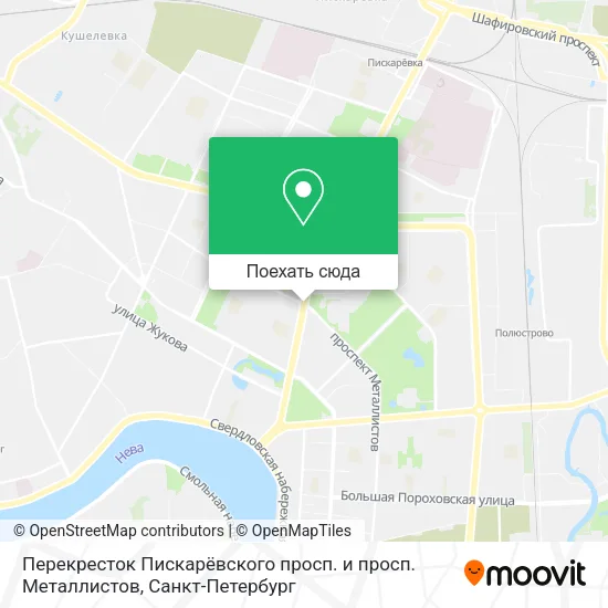 Карта Перекресток Пискарёвского просп. и просп. Металлистов