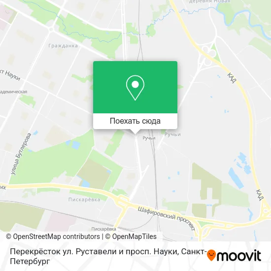 Карта Перекрёсток ул. Руставели и просп. Науки