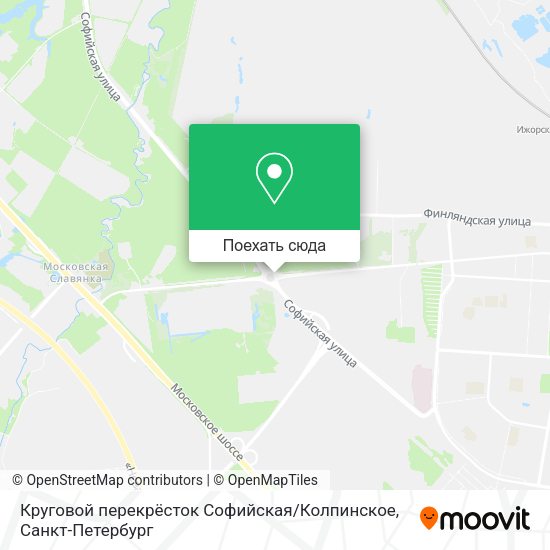 Карта Круговой перекрёсток Софийская / Колпинское