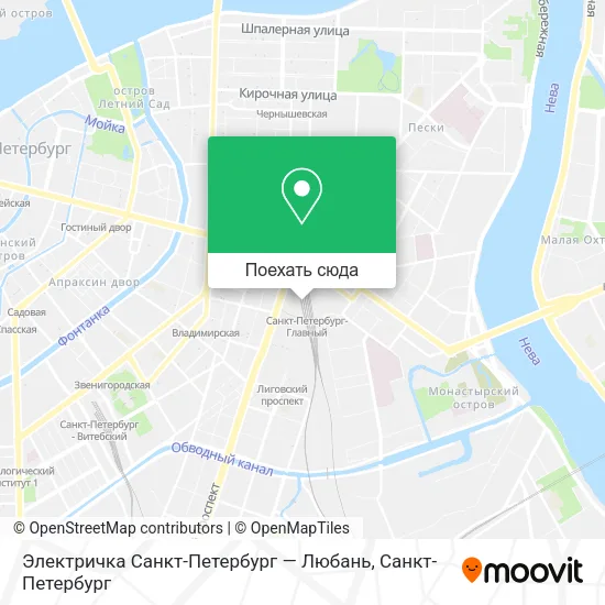 Карта Электричка Санкт-Петербург — Любань