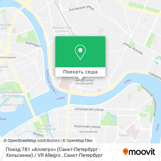 Карта Поезд 781 «Аллегро» (Санкт-Петербург - Хельсинки) / VR Allegro