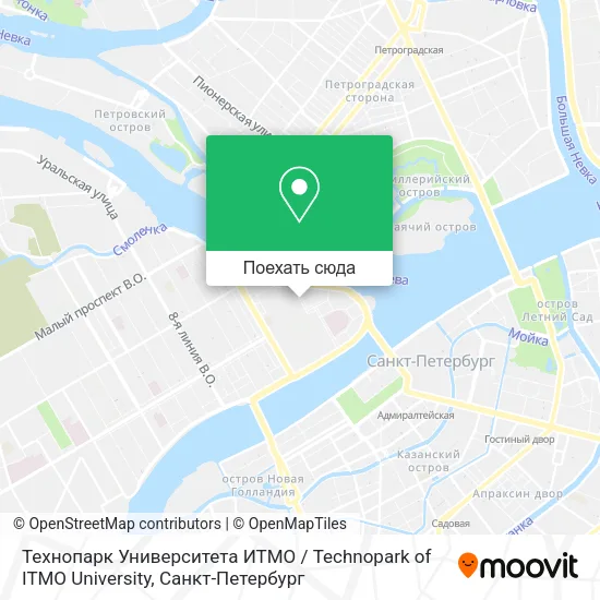 Карта Технопарк Университета ИТМО / Technopark of ITMO University