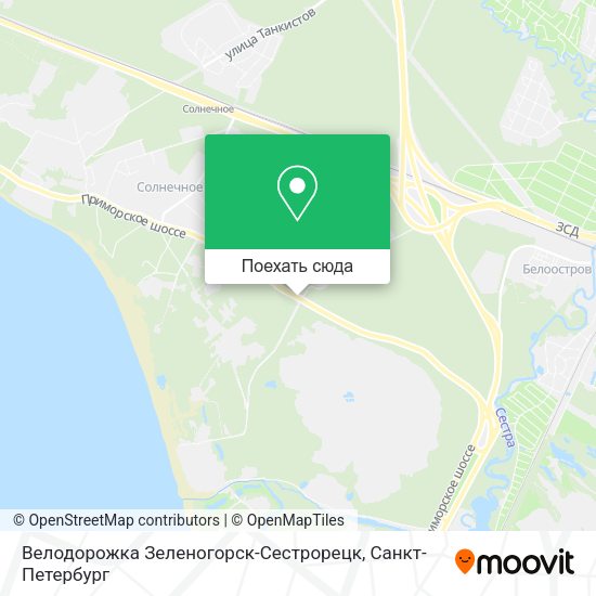 Карта Велодорожка Зеленогорск-Сестрорецк