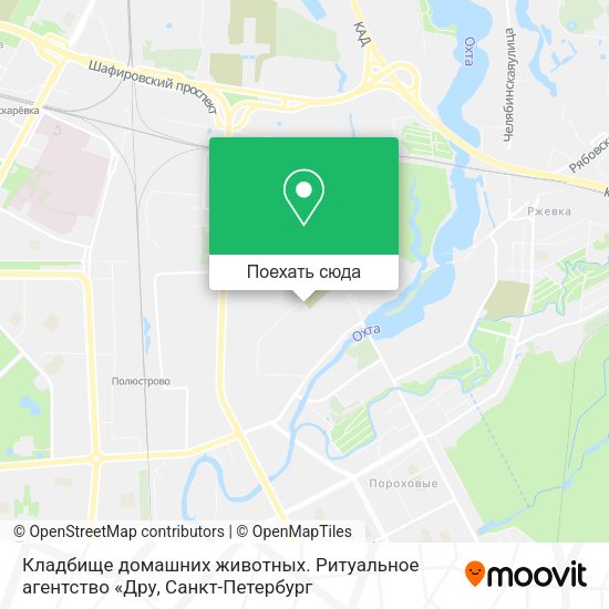 Карта Кладбище домашних животных. Ритуальное агентство «Дру
