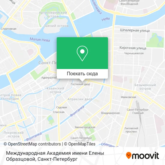Карта Международная Академия имени Елены Образцовой