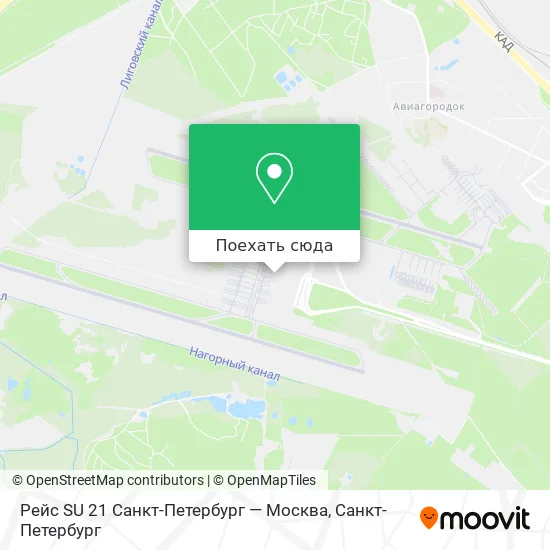 Карта Рейс SU 21 Санкт-Петербург — Москва