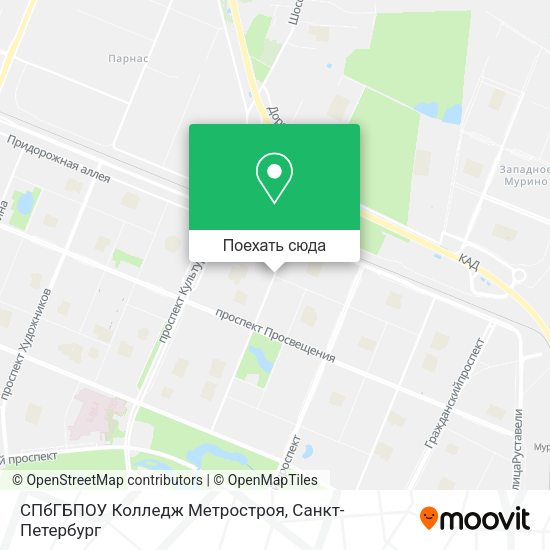 Карта СПбГБПОУ Колледж  Метростроя
