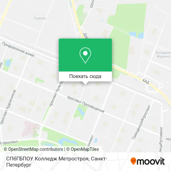 Карта СПбГБПОУ Колледж  Метростроя