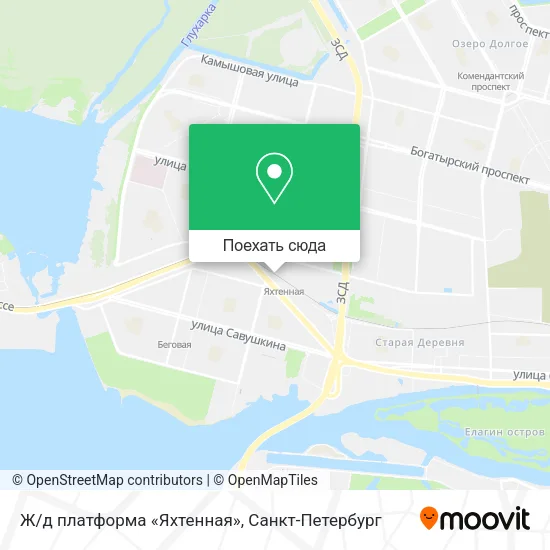 Карта Ж/д платформа «Яхтенная»