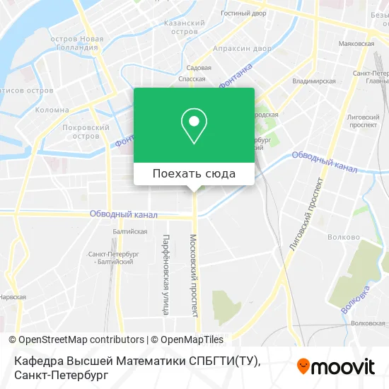 Карта Кафедра Высшей Математики СПБГТИ(ТУ)