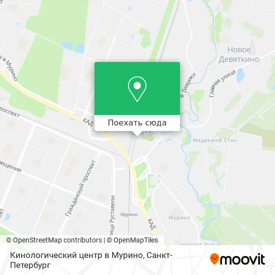 Карта Кинологический центр в Мурино