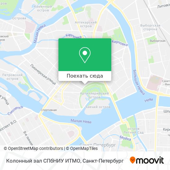 Карта Колонный зал СПбНИУ ИТМО