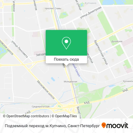 Карта Подземный переход м.Купчино